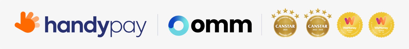 Handypay, Omm, Canstar Outstanding Value and WeMoney award-winning personal loan partners